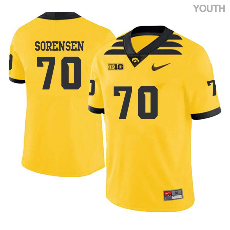 Youth Iowa Hawkeyes NCAA #70 Kyle Sorensen Yellow Authentic Nike Alumni Stitched College Football Jersey GL34W64AM